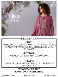 Ganga elisia 5116 mangalagiri cotton dress material wholesale